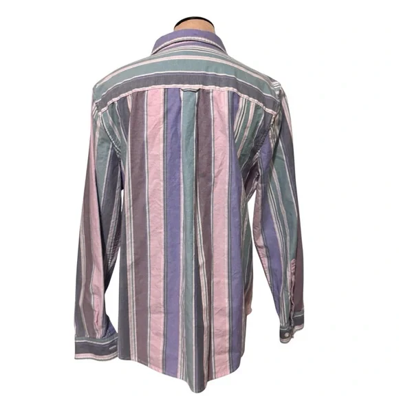 L.L. Bean women’s  Striped Shirt - Purple, Green, and Gray LP - Picture 3 of 7